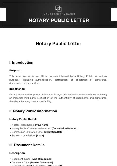 Free Notary Public Letter Template Edit Online And Download