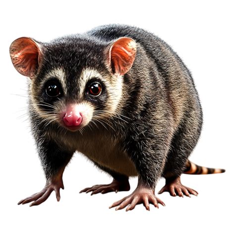 Cute marsupial with striking eyes and furry coat in closeup view ...