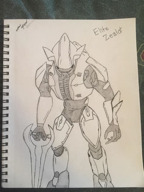 Halo 2 Elite Zealot Drawing Rhalo