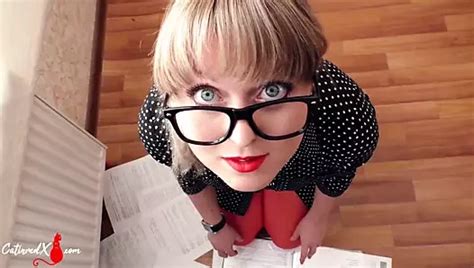 Secretary Sucks Big Cock Boss And Cumshot On Face POV Blowjob Porn Feat Catin Red XHamster