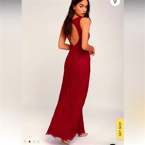 Lulus Dresses Nwt Lulus Lace Brilliant Babe Wine Red Lace Maxi Dress Gown Size S Poshmark