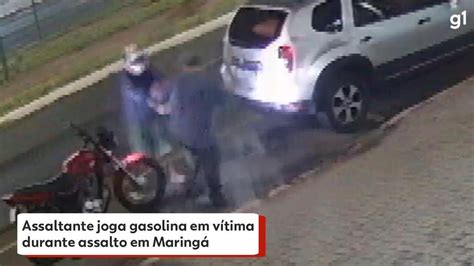 Vídeo Assaltante joga gasolina em vítima durante assalto em Maringá