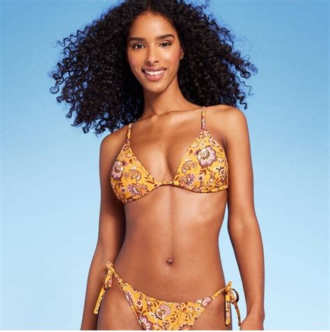 Women S Paisley Print Triangle Bikini Top Shade Shore Gold