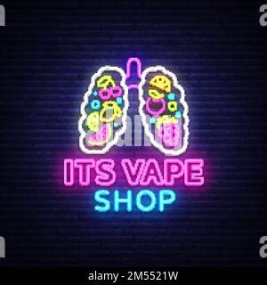 Vape Shop Neon Sign Vector Vaping Store Logo Emblem Neon Its Vape