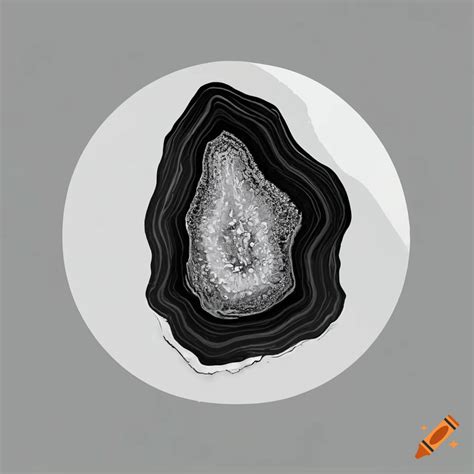 Line Drawing Of A Black And White Geode Agate On Craiyon