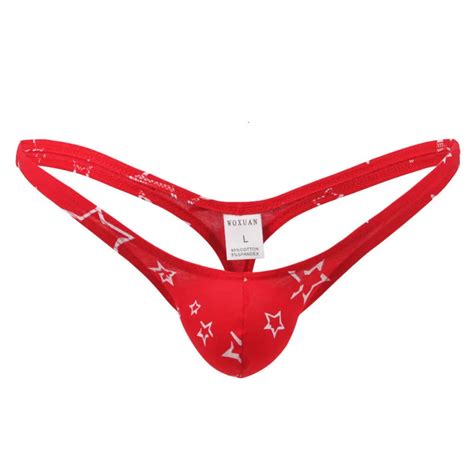 Men S Micro Thong Bikini Star Pouch Underwear Dotted Print Low Rise