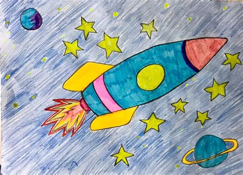 Рисунок на тему космос 1 класс
