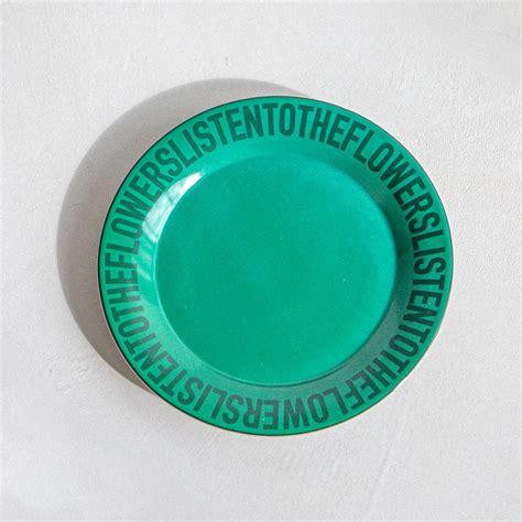 green plate ceramic plates home decor listen   flowers