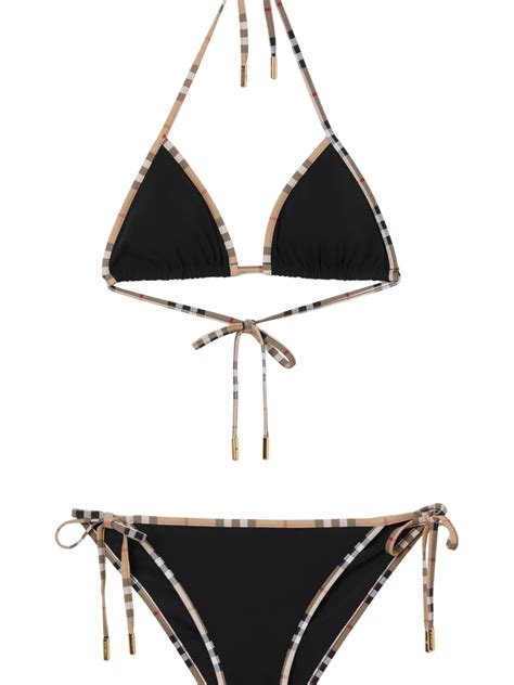 Burberry Triangel Bikini Mit Vintage Check Schwarz Farfetch De