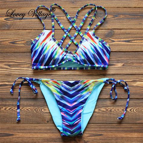 Lovey Village 2017 Summer Sexy Women Swimwear Female Across Backless