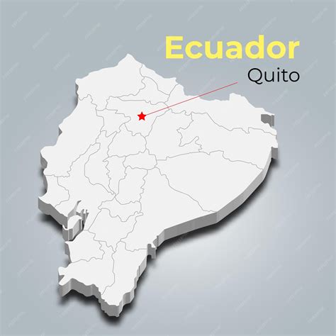 Premium Vector | Ecuador 3d map with borders of regions and its capital