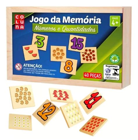 Jogo Da Memória Educativo - Jogo Da Memória Educativo Número Qtd Pedagogico 40pc Madeira - Graffite