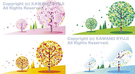 四季のイラストaiベクターデータ） Kawano＊ストックイラスト直販所