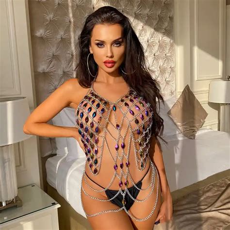 Fashion Show Sexy Bikini Crystal Jewelry Sexy Bra Tassel Pearl Body Chain Festival Clothing