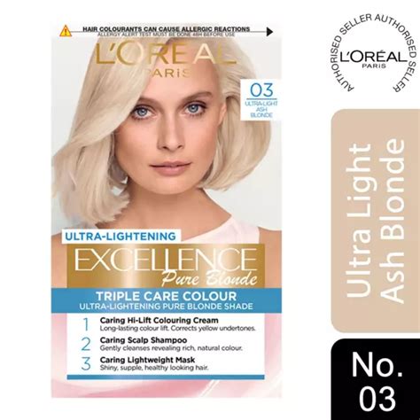 L'OREAL PARIS EXCELLENCE Creme Permanent Hair Dye, 03 Ultra-Light Ash ...
