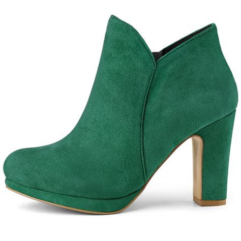 Round Toe Chunky Heel Ankle Heel Boots Allegra K