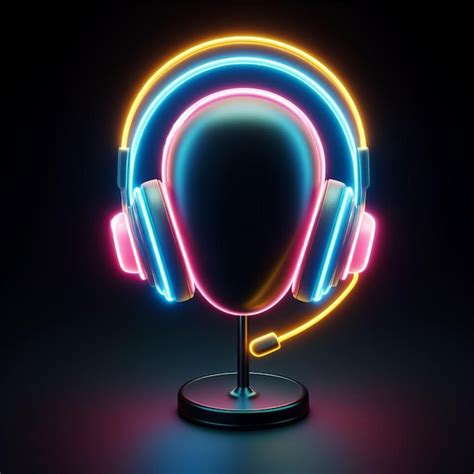 A Pair Of Headphones With Neon Lights On Them Premium Ai Generated Image