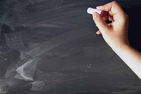 Human Hand Holding White Chalk On Blackboard Chalkboard Black Board