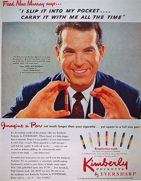 Ad With Fred Macmurray Pen And Paper Vintage Advertisements Vintage Ads