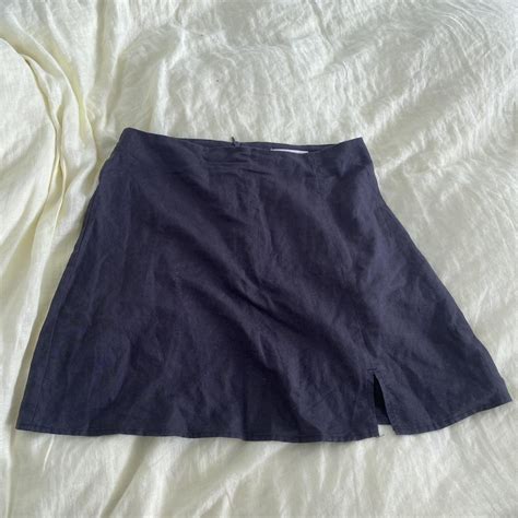 Nude Lucy Nima Linen Mini Skirt In Charcoal Dark Depop