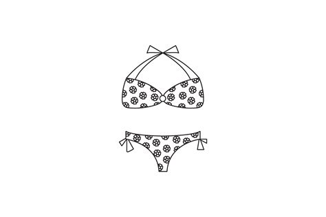 Bikini Flowers Outline Graphic By Sanja Studio Creative Fabrica