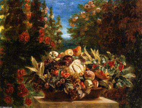 Nature Morte Avec Fleurs Et Fruits Huile Sur Toile De Eug Ne Delacroix