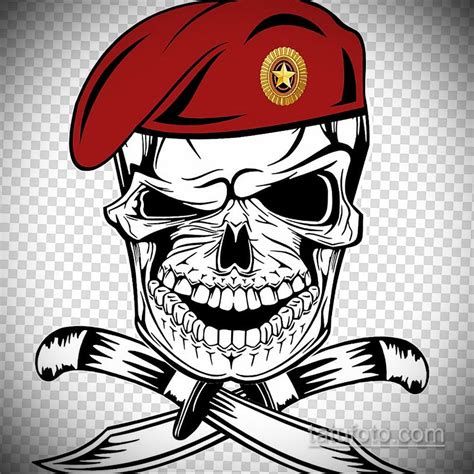 череп в берете тату эскиз 17092019 №008 Skull In Beret Tattoo