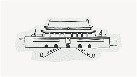 Chinese Temple Line Art Collage Free Photo Illustration Rawpixel