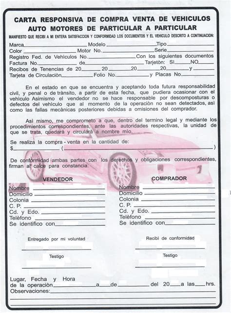 Formato Compra Venta De Vehiculos