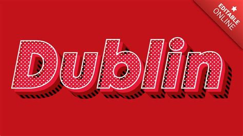 Dublin Pop Art Rojo 3d Efecto Generador De Efectos De Texto