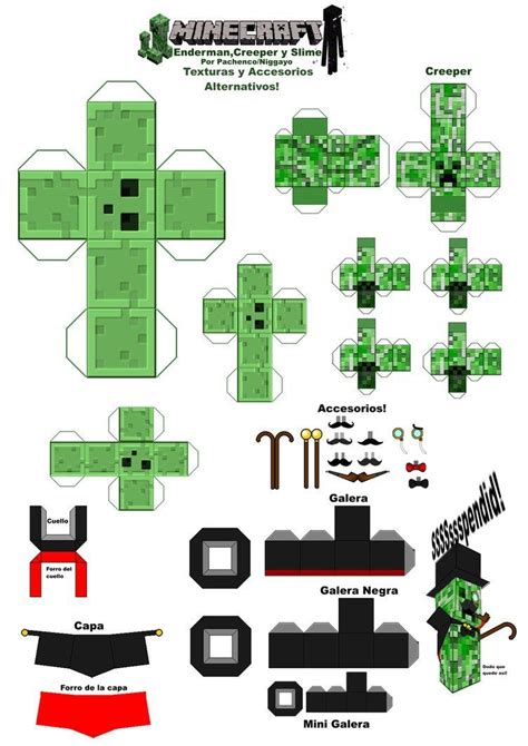 Papercraft Minecraft Minecraft Papercraft Texturas Y Accesorios Alterno By Nig O Printable