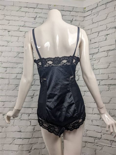 One Piece Romper Lingerie Black Satin Lace Teddy 36 Etsy