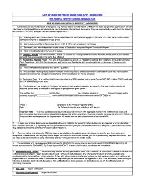 Fillable Online Joinindianarmy Nic List Of Candidates Of Sscm Ncc Spl