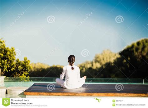 Calm Brunette Doing Yoga Stock Image Image Of Relaxing 66176571