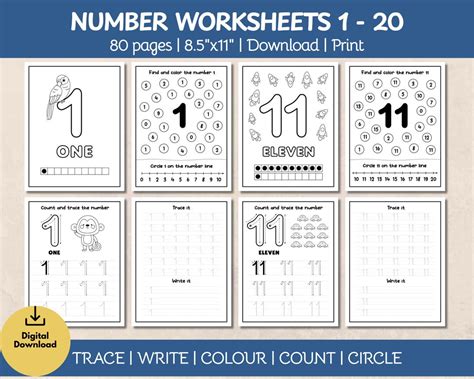 number tracing worksheets   preschool kindergarten math printable