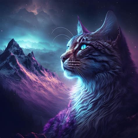 Premium Photo Ai Generated Illustration Of A Cat Illuminated By