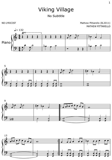 Viking Village Sheet Music For Piano