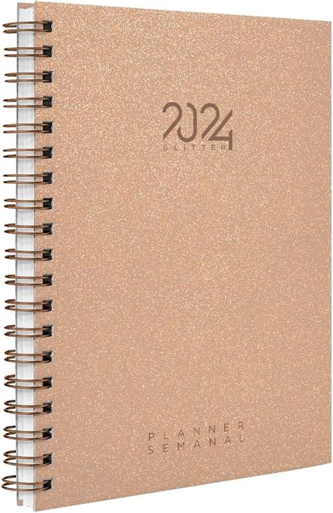 Agenda Planner Semanal 2024 Cores Spot Glitter Nude Amazon br Papelaria e Escritório