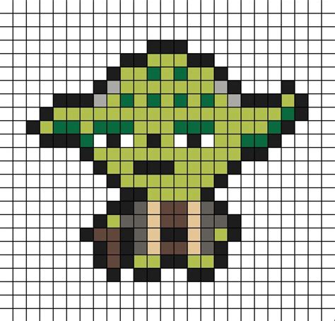 A Pixel Art Template Of Master Yoda From Star Wars With A Walking Stick