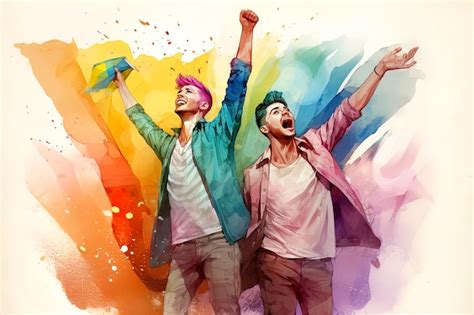 Premium Ai Image Generative Ai Illustration Of Portrait Of Two Gay Men In Love And Very