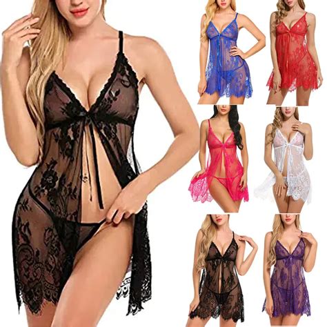 Sexy Lace Nightdress For Women Sleepwear Sexy Lingerie Set Nightgown With Panties Erotic Hot
