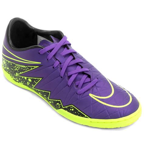 Chuteira Nike Hypervenom Phelon 2 Ic Futsal Roxo E Verde