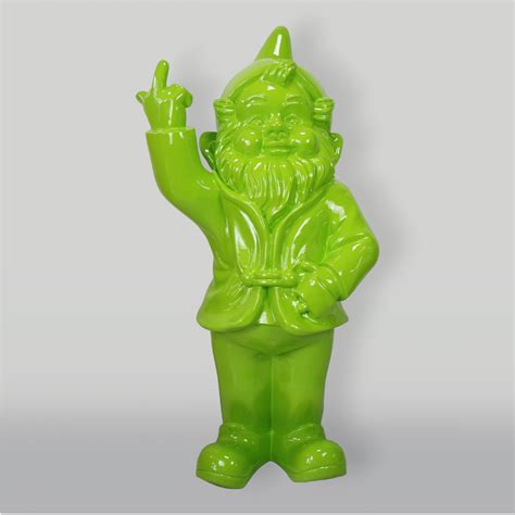 Large Garden Gnome Fuck You Green DFORM