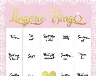 Lingerie Bingo 12 Cards Etsy