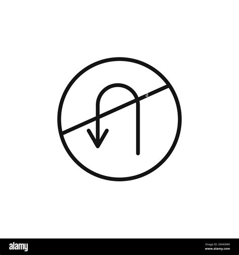 No U Turn Sign Icon Logo Sign Vector Outline In Black And White Color