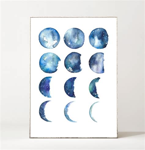 Moon Phases Print Moon Art Moon Phase Art Moon Phases Wall Art - Etsy ...