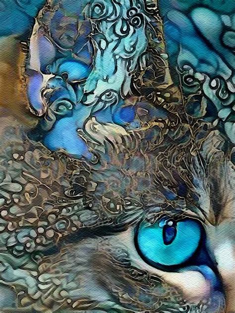 Astor Cat Mix Media On Panel 70X48 Digital Arts By L Roche