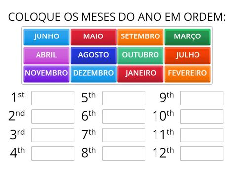 Meses Do Ano Em Ordem - Os meses do ano - Ordem de classificação