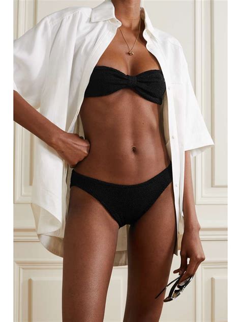 HUNZA G Jean Seersucker Bandeau Bikini NET A PORTER