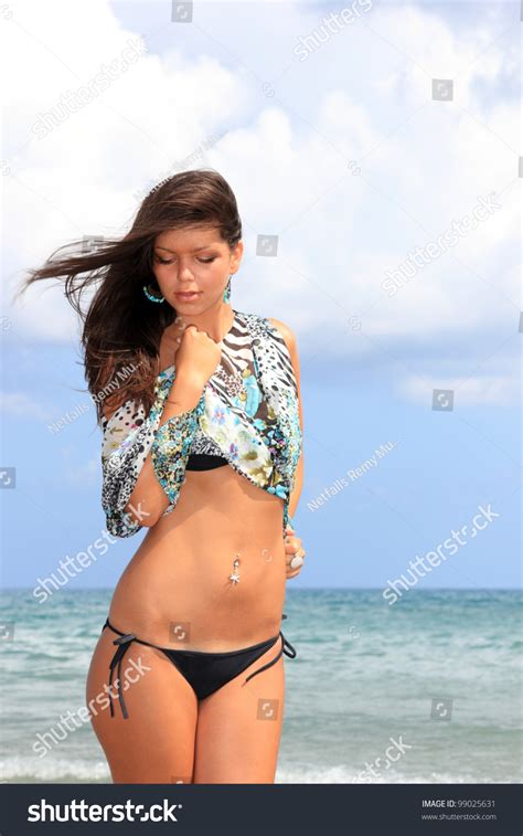 Beautiful Bikini Model Posing On Beach Stock Photo Shutterstock